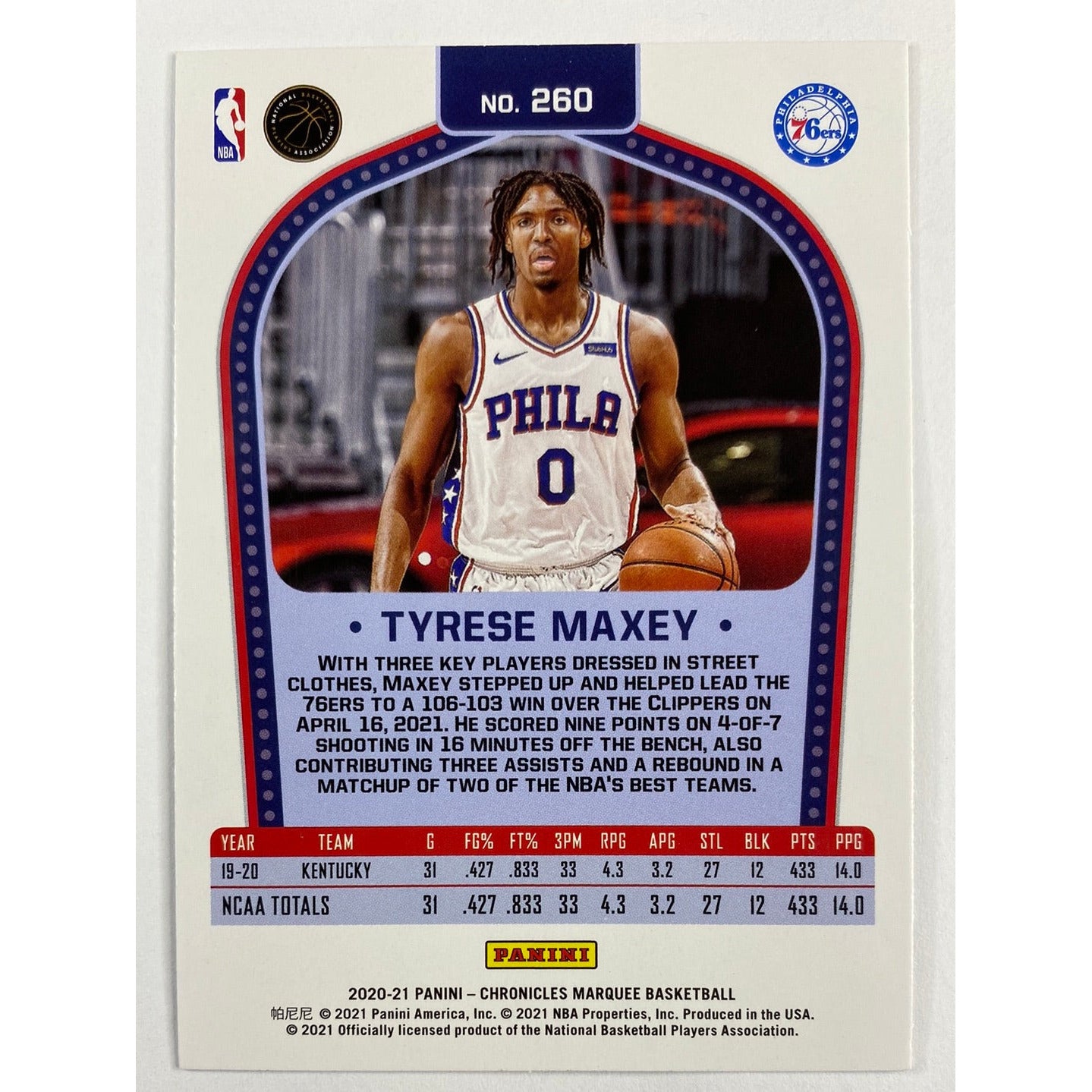2020-21 Chronicles Marquee Tyrese Maxey Bronze Parallel RC | Local Legends Cards & Collectibles