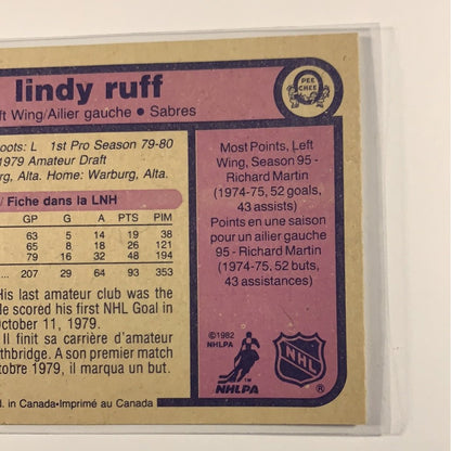  1982-83 O-Pee-Chee Lindy Ruff base #31  Local Legends Cards & Collectibles