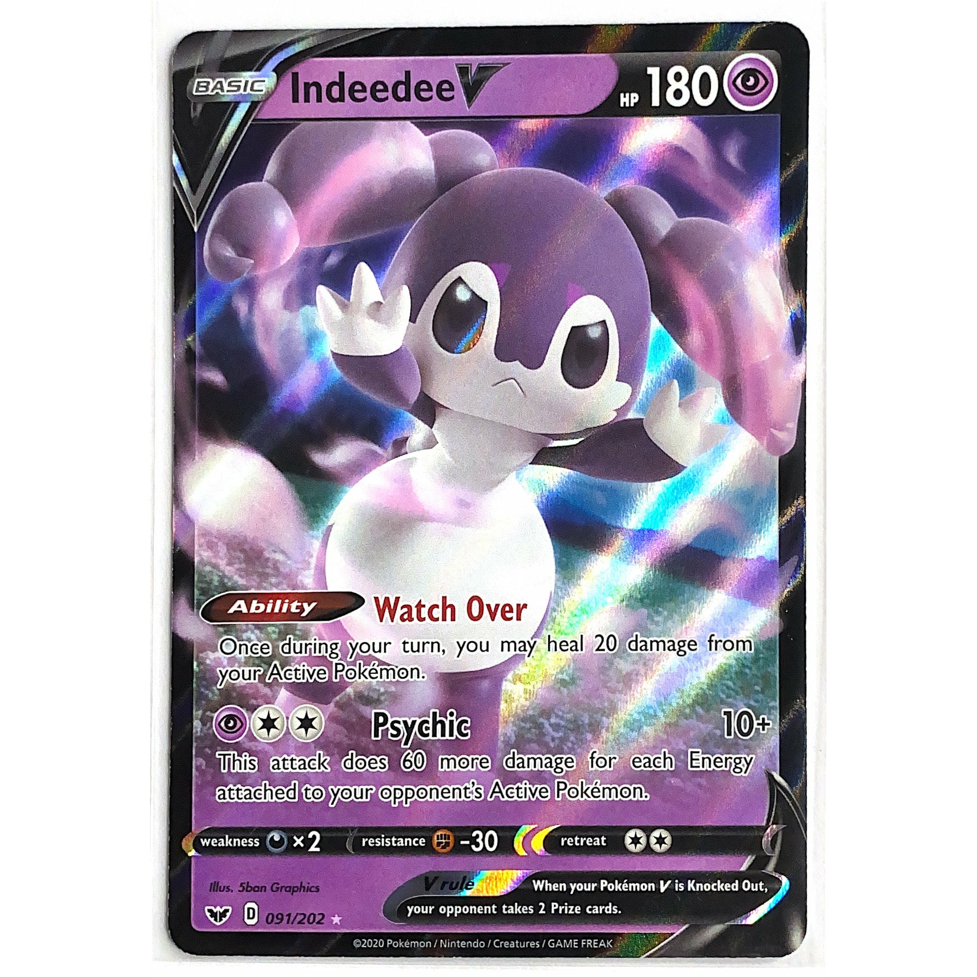  Sword & Shield Indeedee V Ultra Rare Full Art Holo 091/202  Local Legends Cards & Collectibles