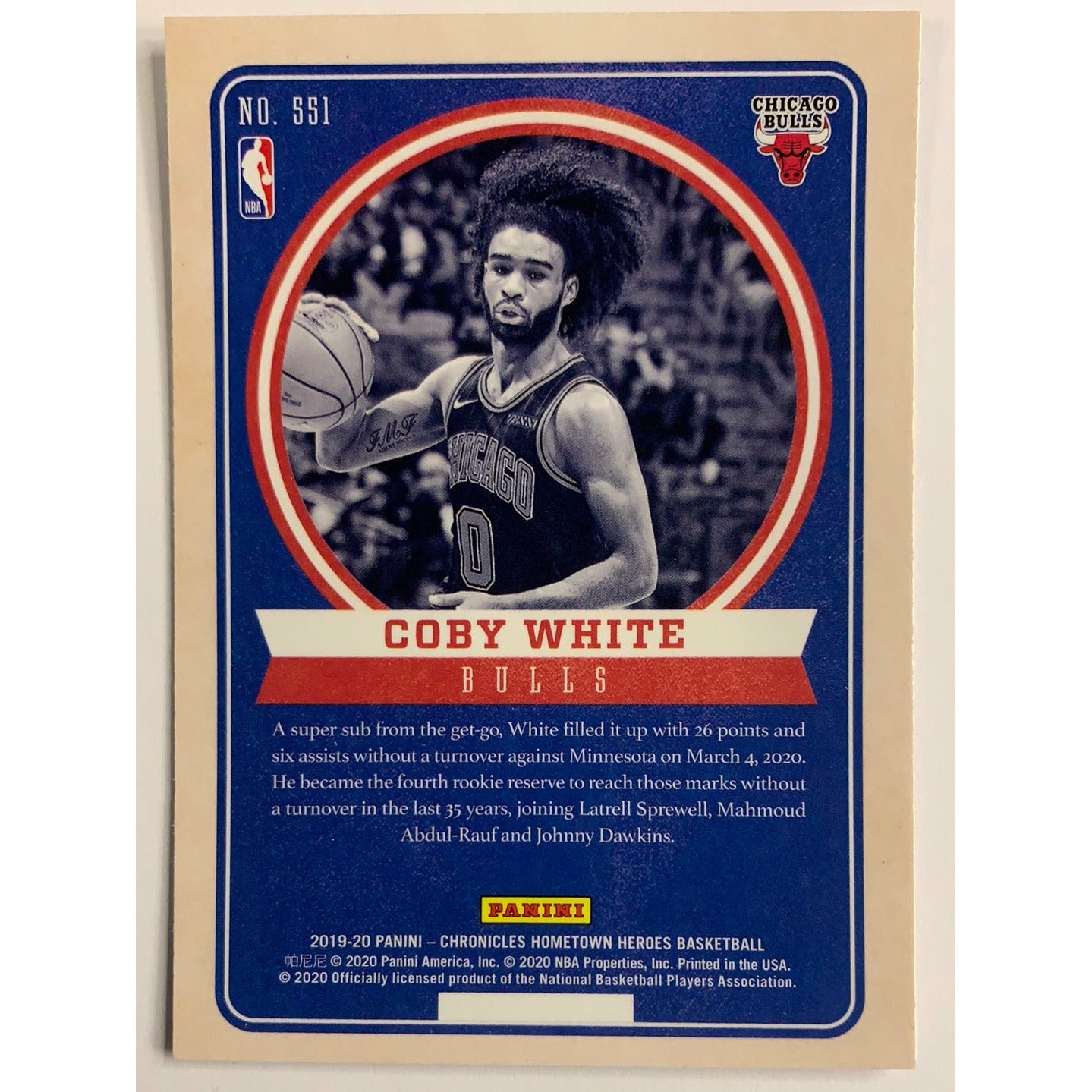 2019-20 Hometown Heroes Coby White RC