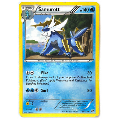 Black & White Samurott Rare Non-Holo 31/114