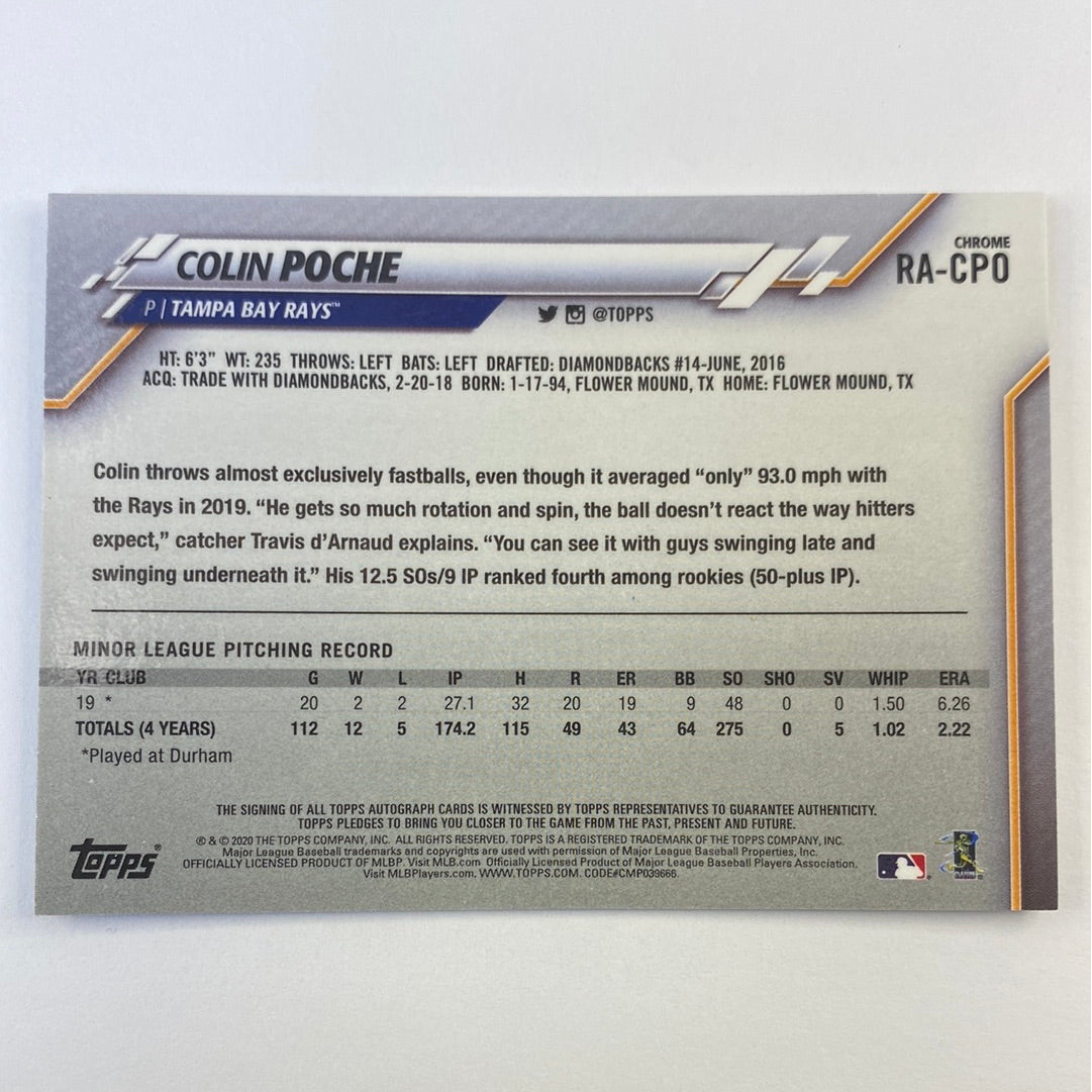 2020 Topps Chrome Colin Poche RC Auto