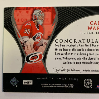 2007-08 Trilogy Cam Ward Honorary Swatches