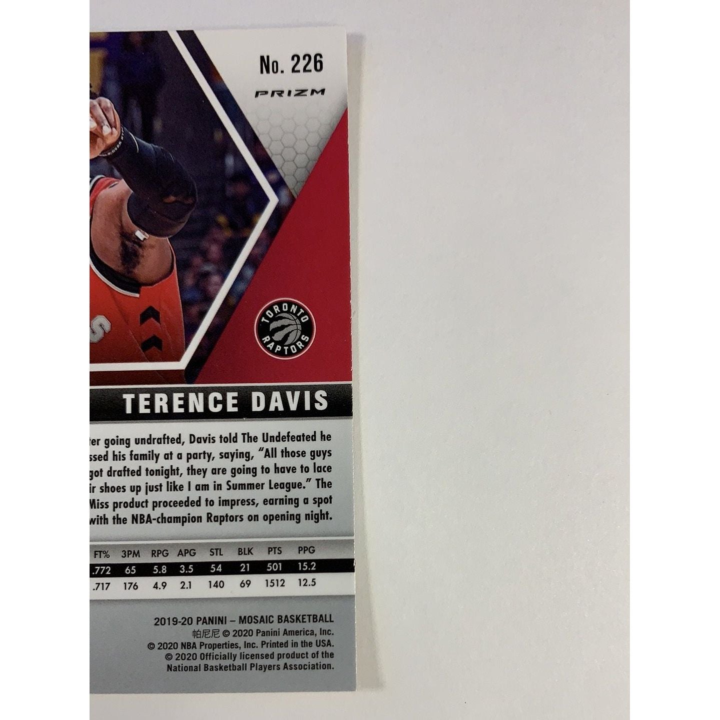  2019-20 Mosaic Terence Davis Blue Reactive Prizm Rookie Card  Local Legends Cards & Collectibles