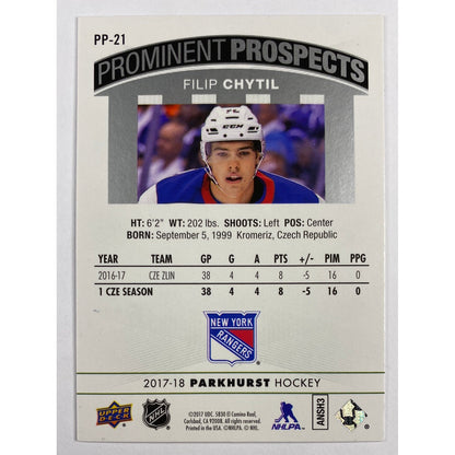 2017-18 Parkhurst Filip Chytil Prominent Prospects Green Holo RC /399