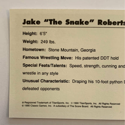 1990 Titan Sports Jake “the Snake” Roberts