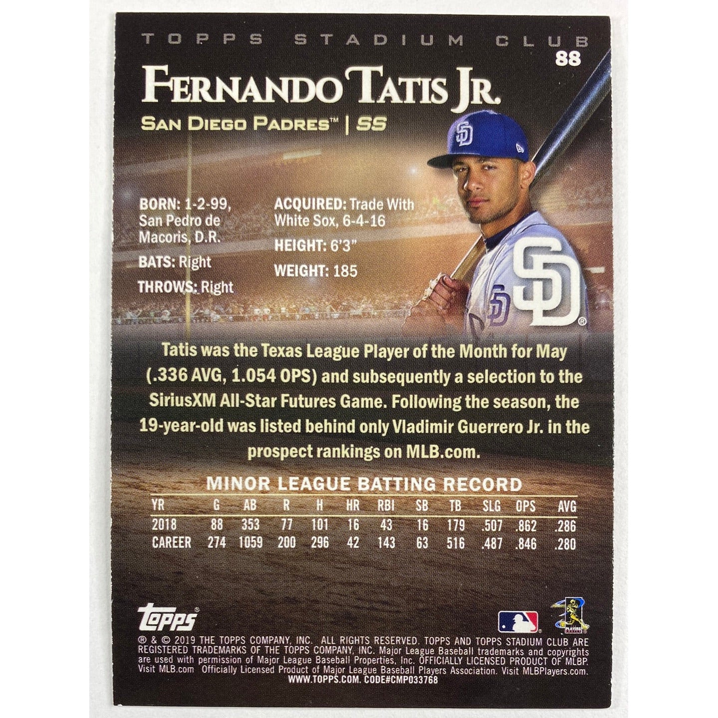 2019 Stadium Club Fernando Tatis Jr. RC