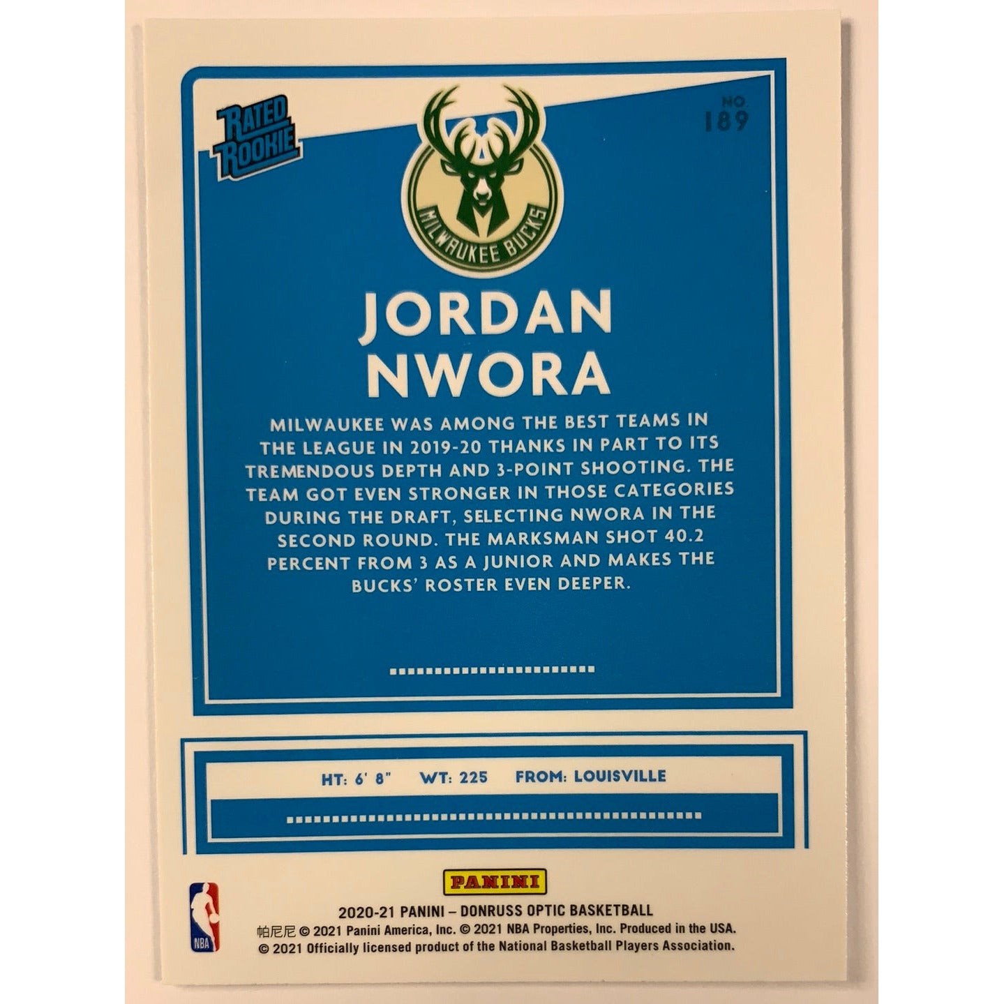  2020-21 Donruss Optic Jordan Nwora Rated Rookie  Local Legends Cards & Collectibles