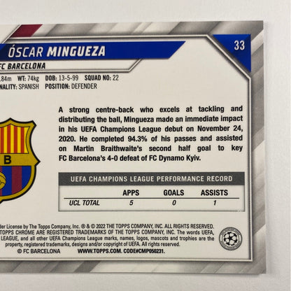 2022 Topps Chrome Oscar Mingueza RC