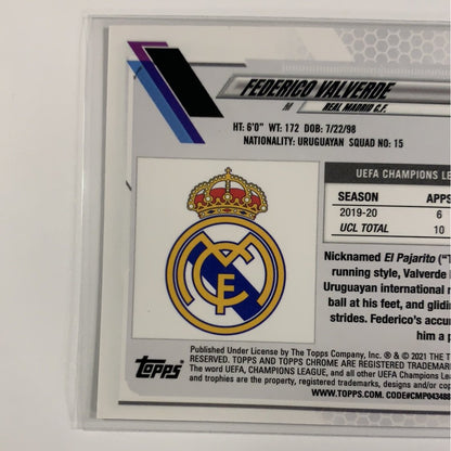  2021 Topps UEFA Chrome Federico Valverde Base #67  Local Legends Cards & Collectibles