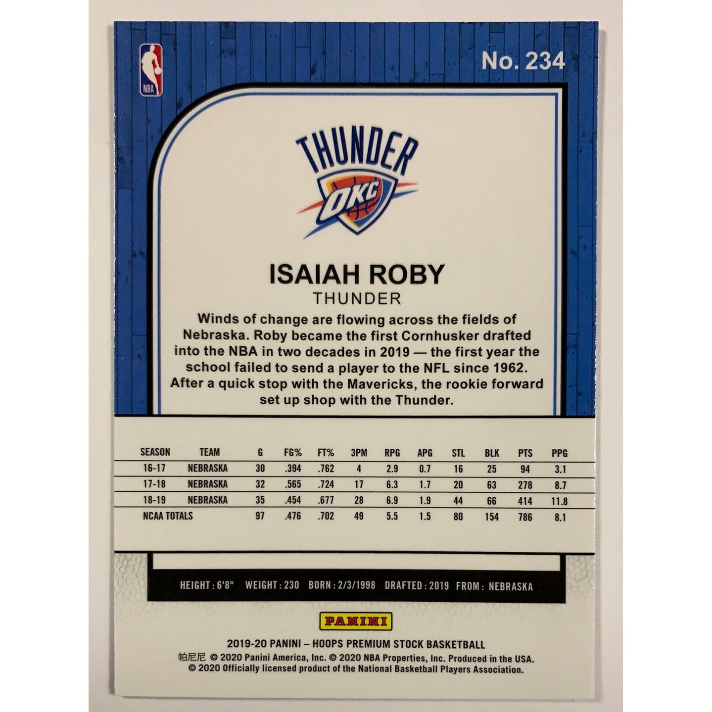  2019-20 Hoops Premium Stock Isaiah Roby RC  Local Legends Cards & Collectibles