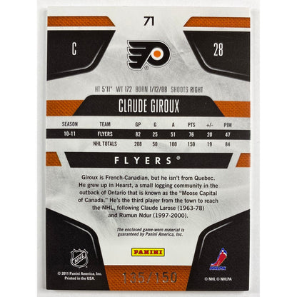 2011-12 Panini Certified Claude Giroux Mirror Mirror Dual Patch /150