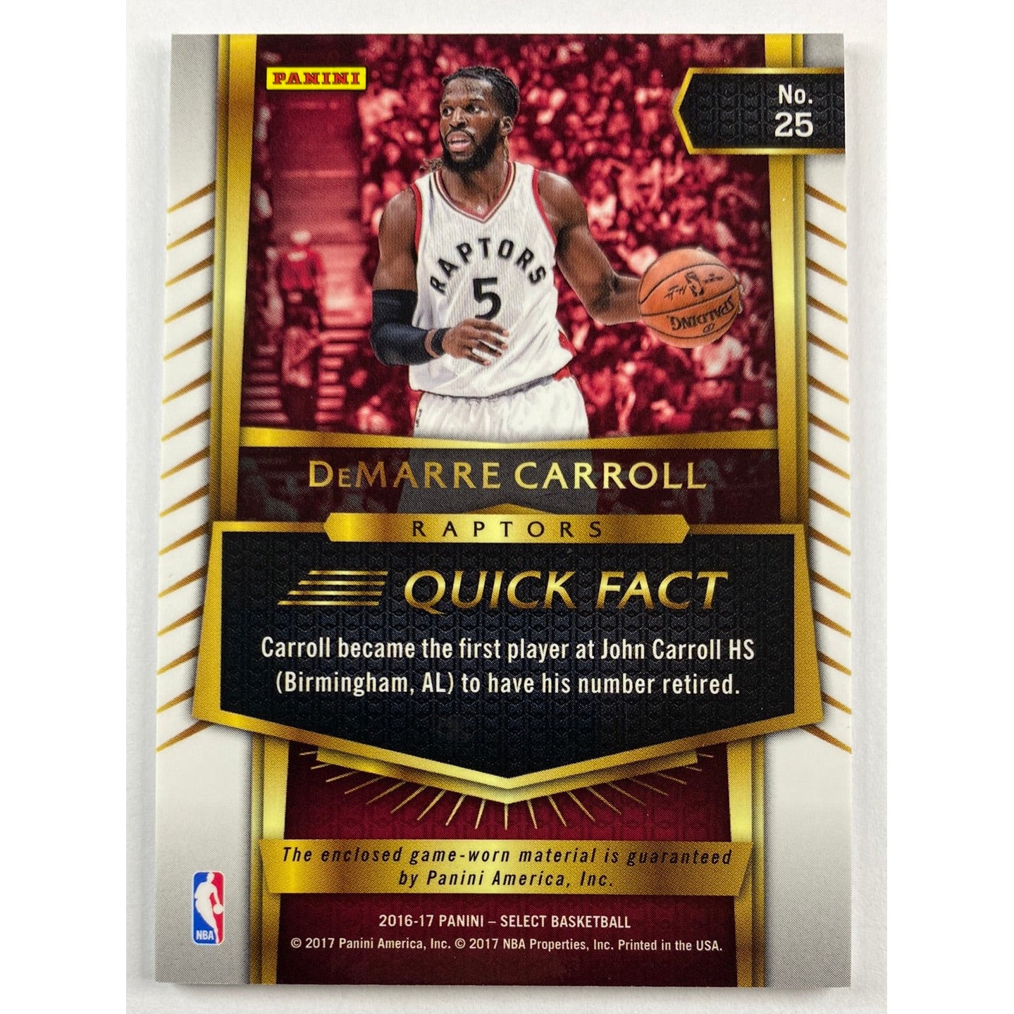 2016-17 Select DeMarre Carroll Patch