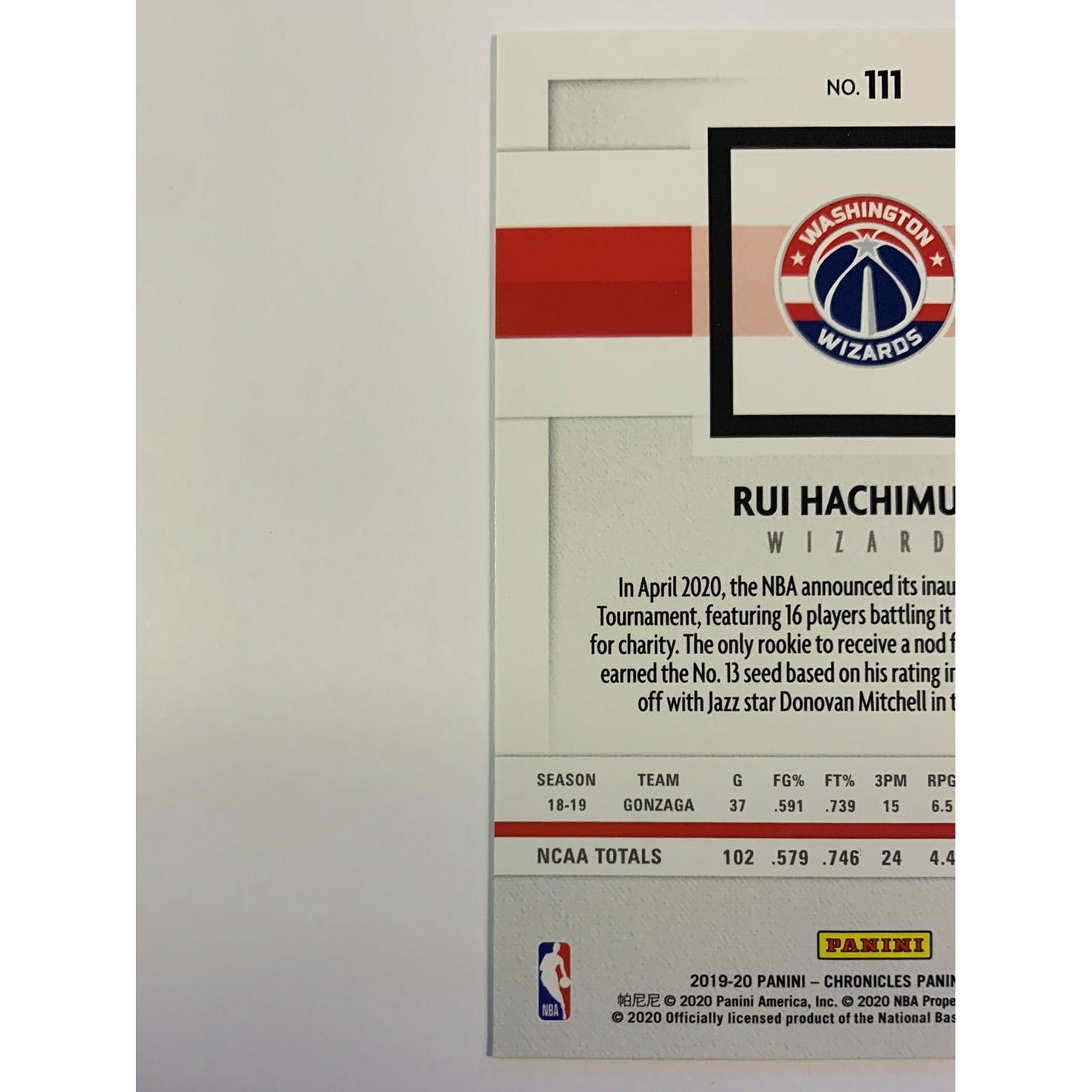 2019-20 Chronicles Rui Hachimura RC