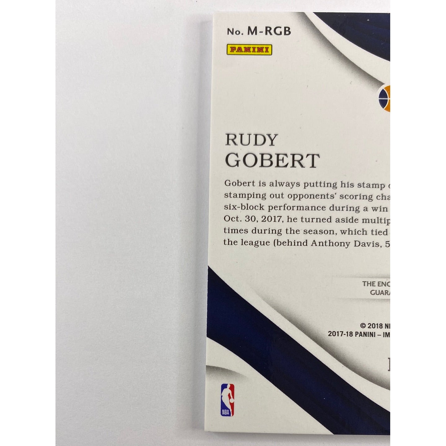 2017-18 Immaculate Collection Rudy Gobert Game Worn Patch /49