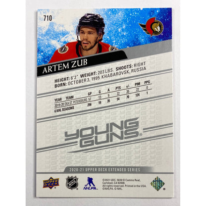 2020-21 Upper Deck Extended Series Artem Zub Young Guns