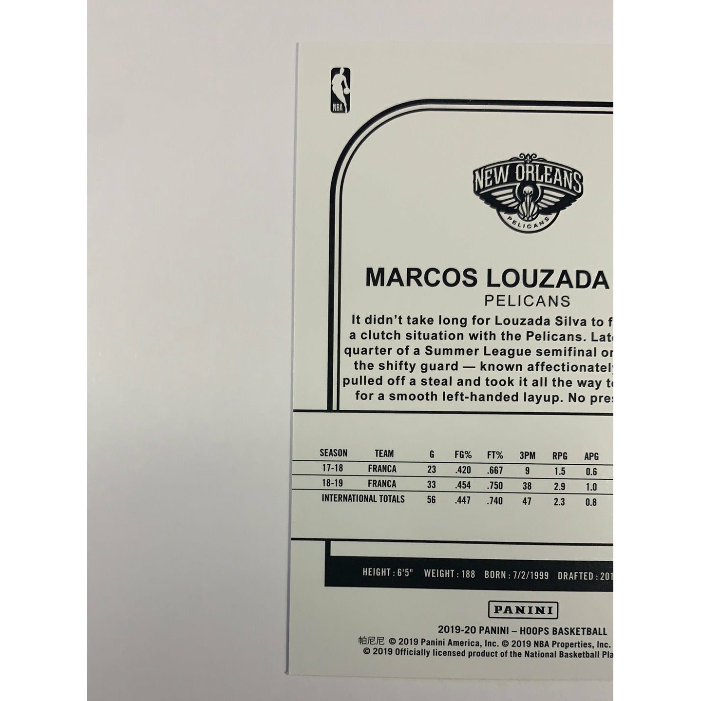  2019-20 Hoops Marcos Louzada Silva RC  Local Legends Cards & Collectibles