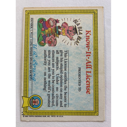 1985 Topps Garbage Pail Kids Busted Bob Die Cut | Local Legends Cards & Collectibles