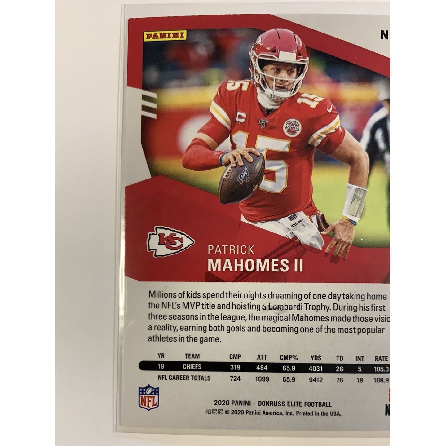  2020 Donruss Elite Patrick Mahomes II Base #1  Local Legends Cards & Collectibles