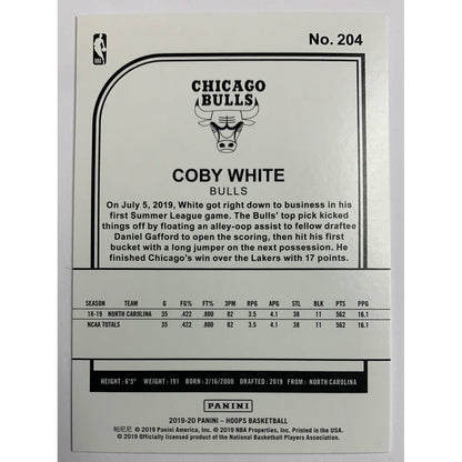 2019-20 Hoops Coby White RC