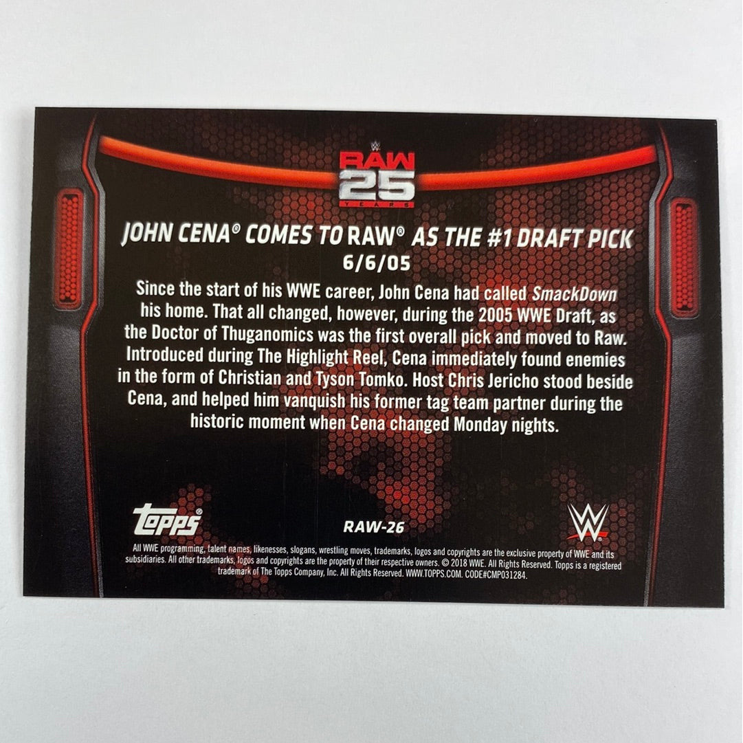 2018 Topps John Cena Raw 25 #1 Draft Pick