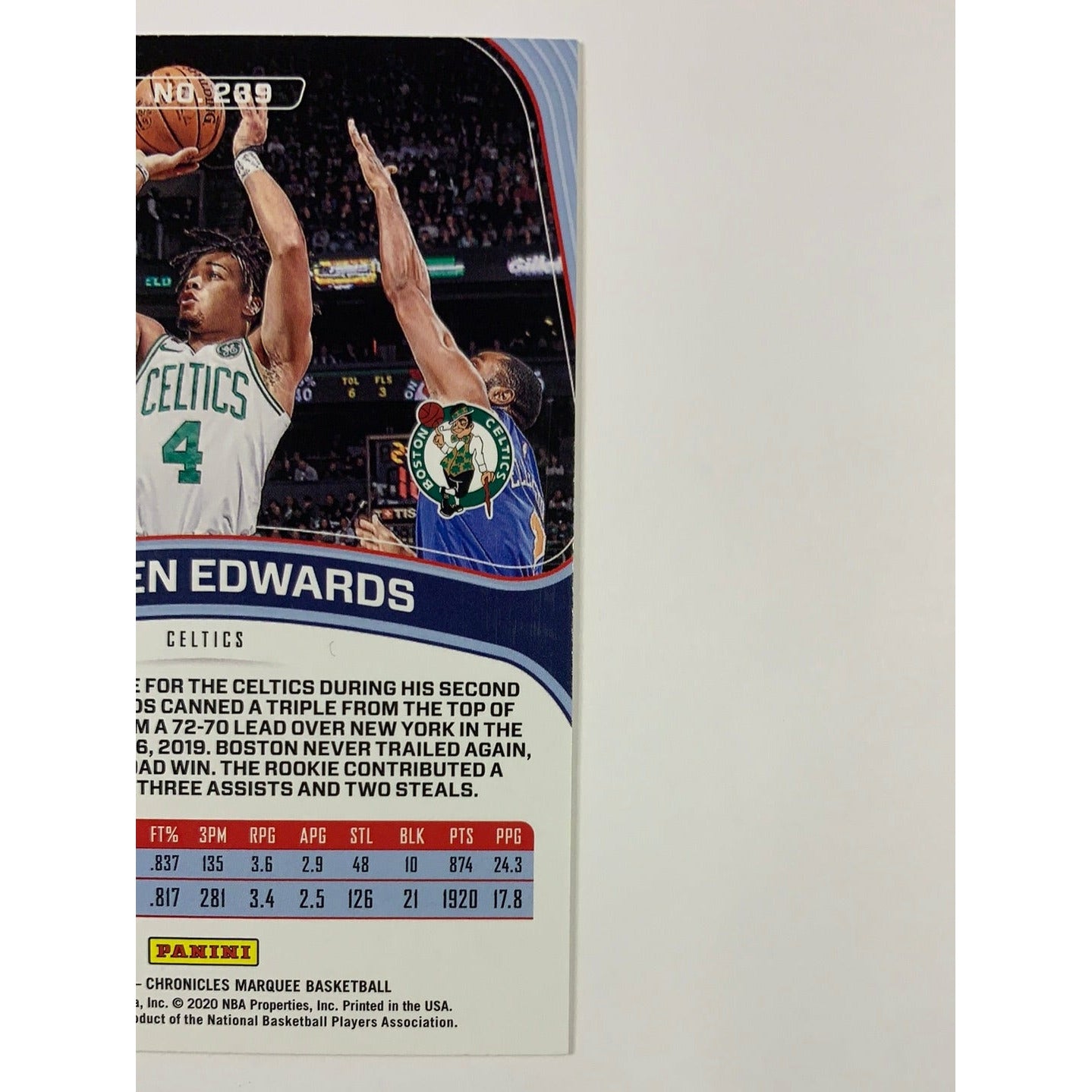 2019-20 Chronicles Marquee Carsen Edwards Rookie Card