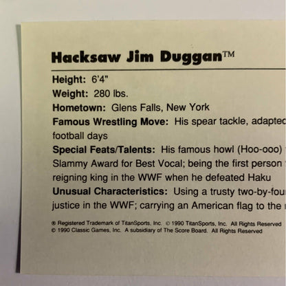 1990 Titan Sports Hacksaw Jim Duggan