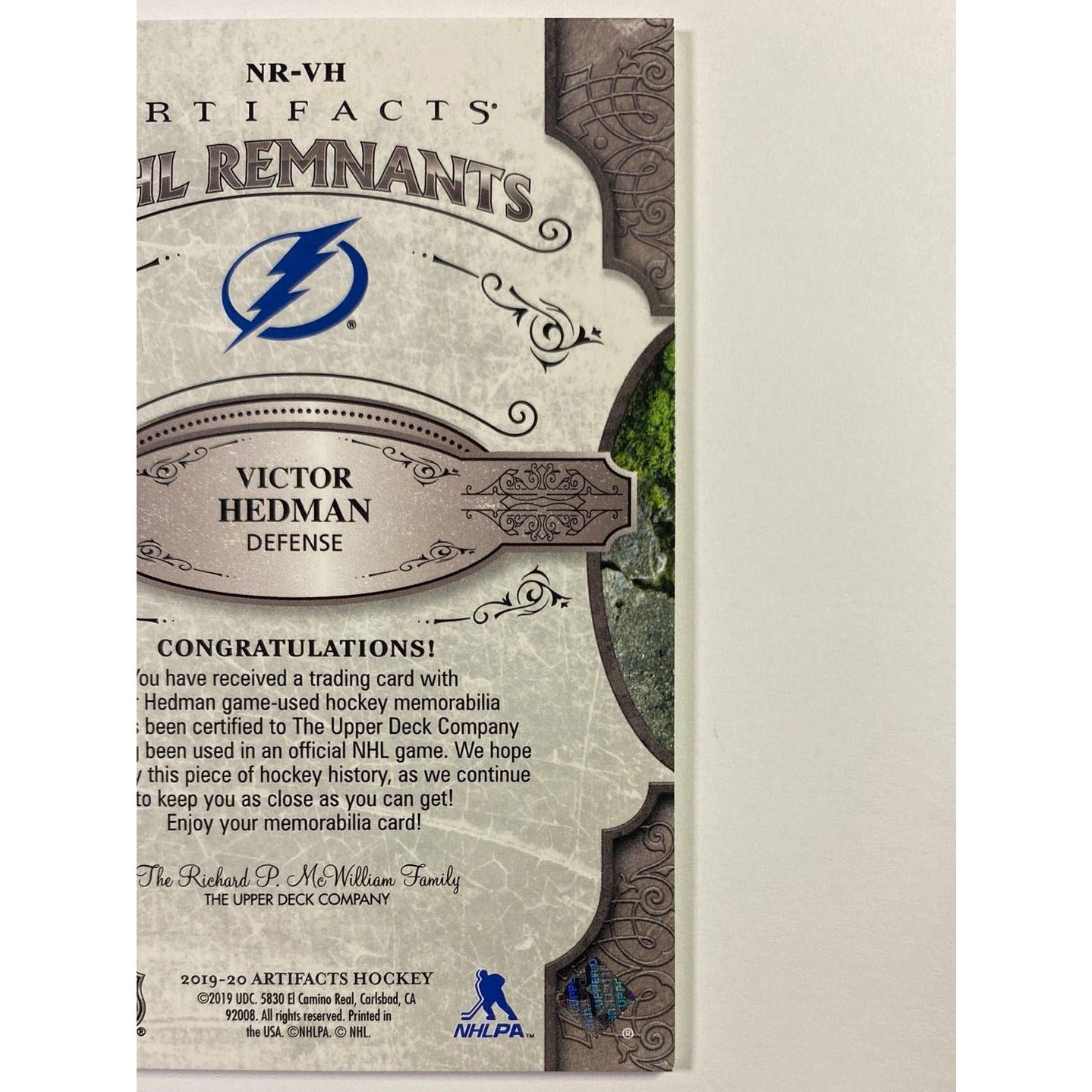 2019-20 Artifacts Victor Hedman NHL Remnants