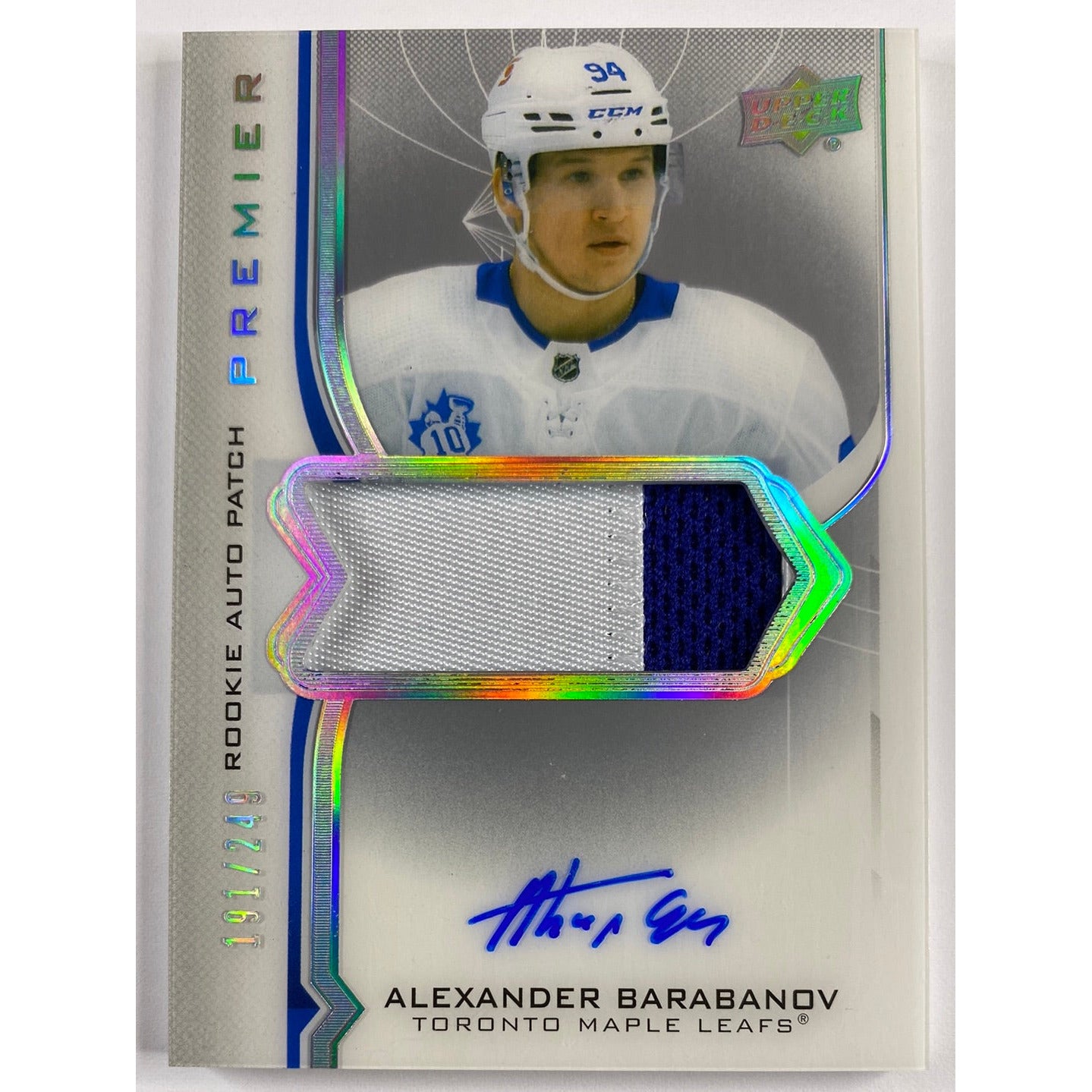 2020-21 Upper Deck Premier Alexander Barabanov Premier Rookie Auto Patch /249