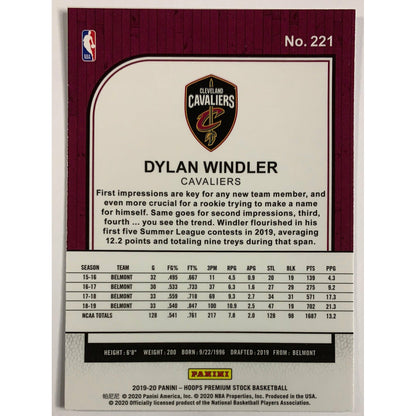 2019-20 Hoops Premium Stock Dylan Windler RC