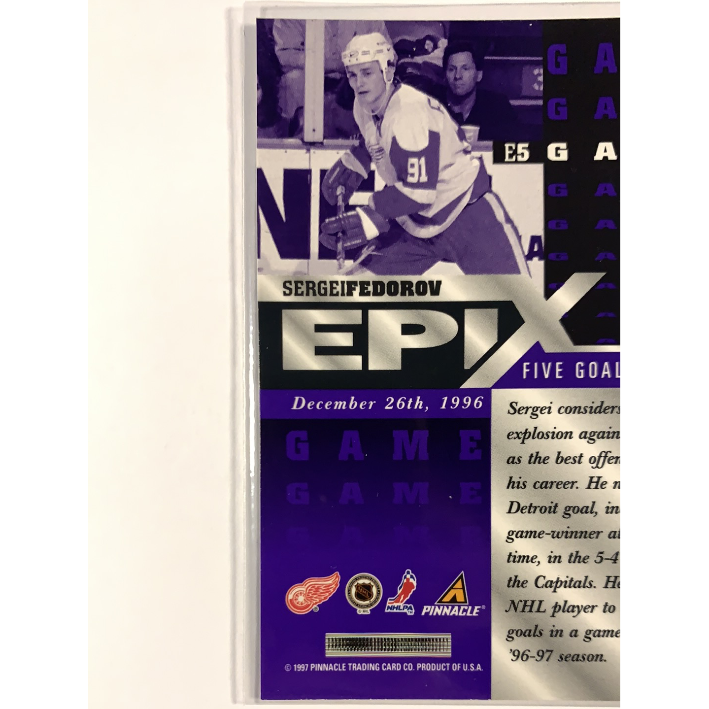  1997-98 Pinnacle Sergei Fedorov Epix Purple Game  Local Legends Cards & Collectibles