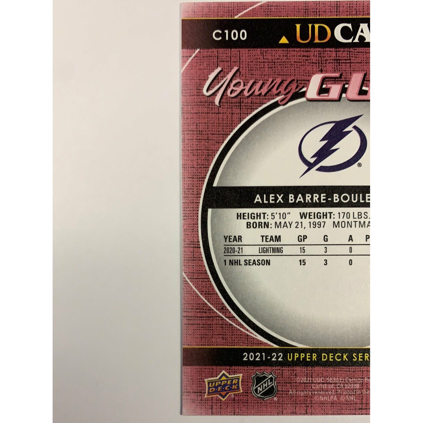  2021-22 Upper Deck Series 1 Alex Barre Boulet UD Canvas Young Guns  Local Legends Cards & Collectibles