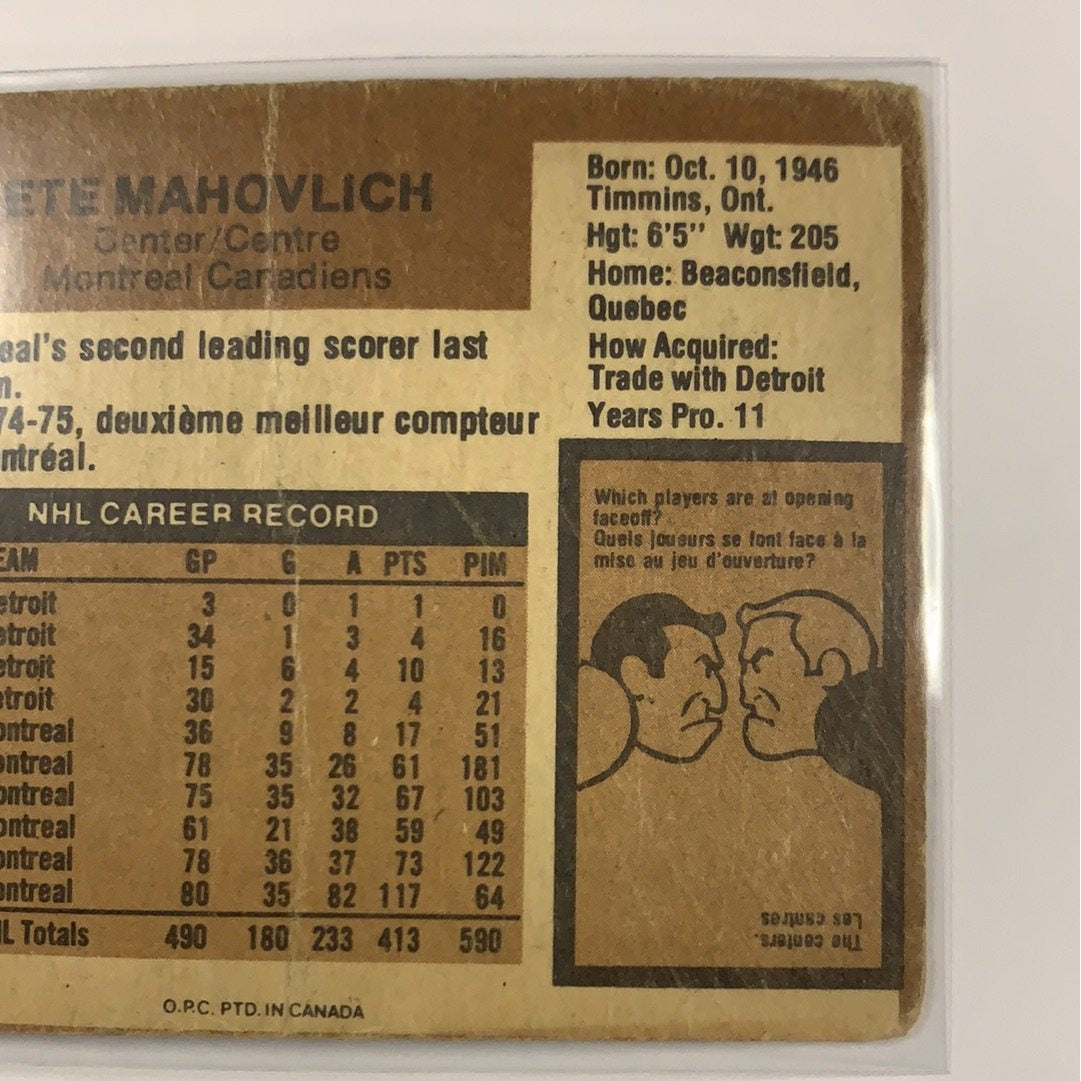  1975-76 O-Pee-Chee Pete Mahovlich  Local Legends Cards & Collectibles