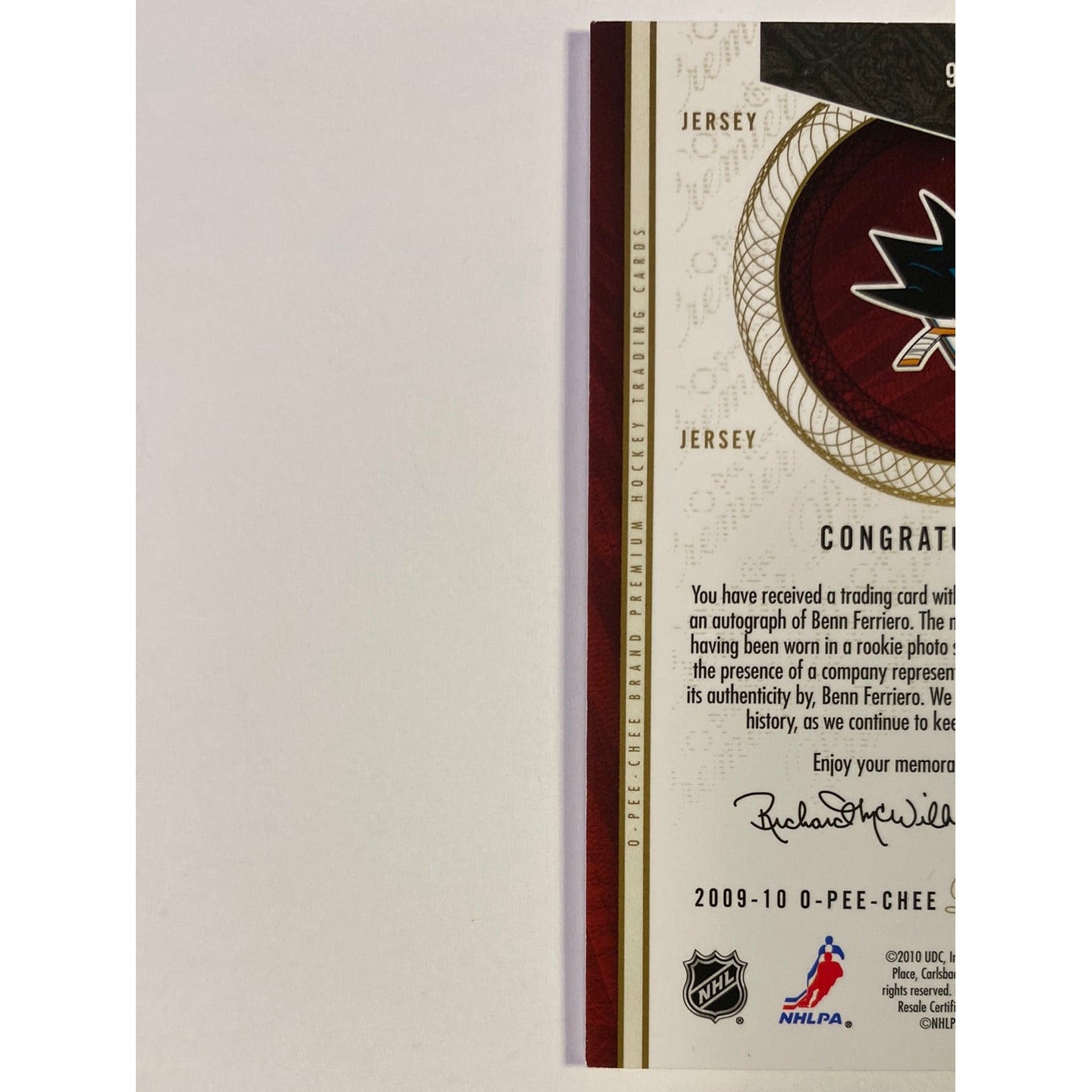 2009-10 O-Pee-Chee Premier Benn Ferriero RPA /299 | Local Legends Cards & Collectibles
