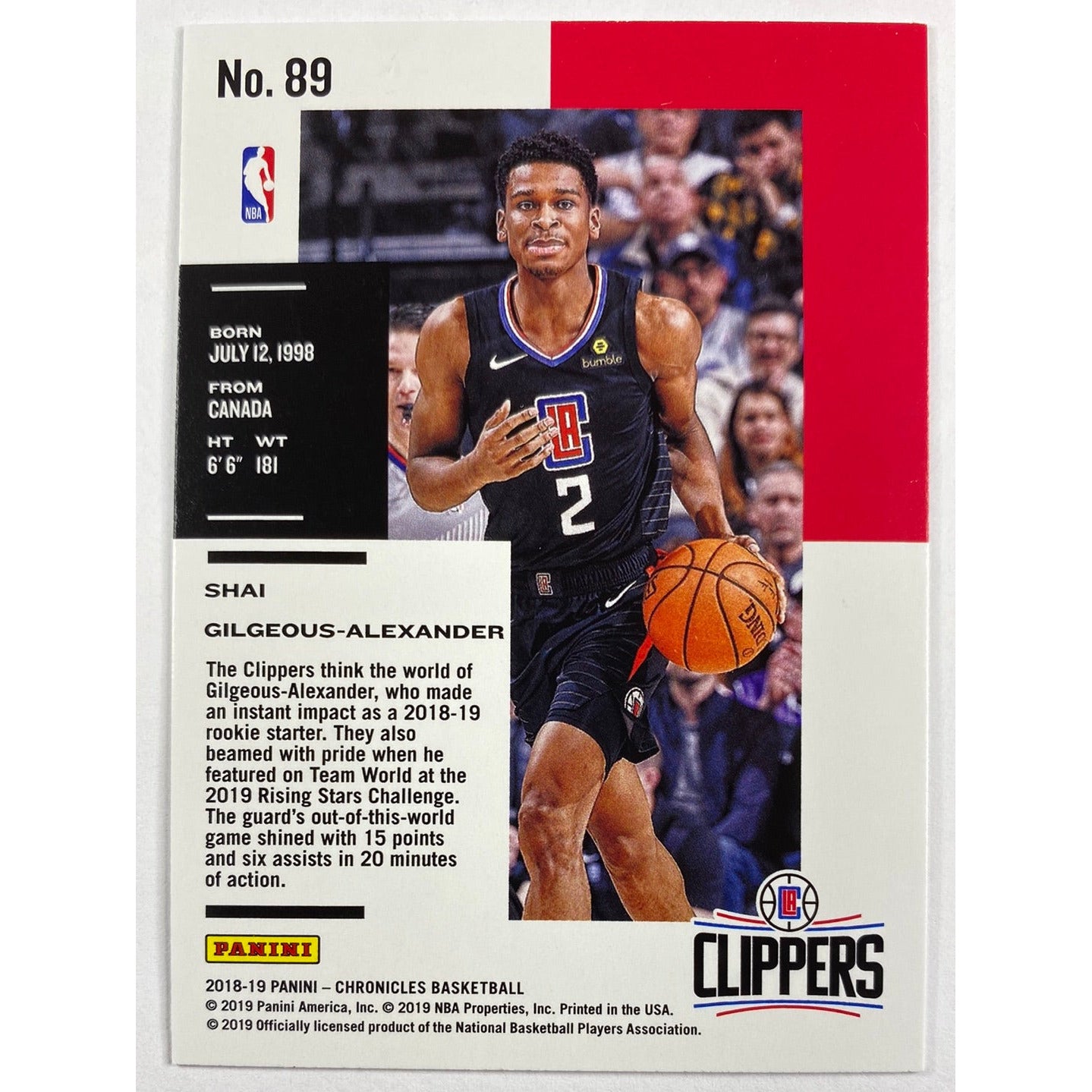 Shai Gilgeous Alexander RC NBA panini-