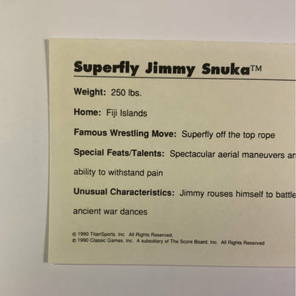 1990 Titan Sports Supafly Jimmy Snuka