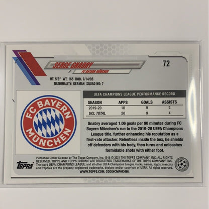  2021 Topps UEFA Champions League Serge Gnabby Base #72  Local Legends Cards & Collectibles