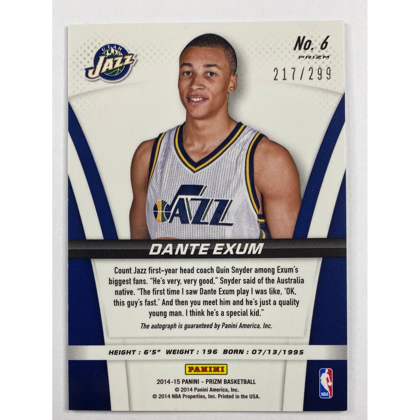 2014-15 Prizm Dante Exum Blue Prizm Auto RC /299