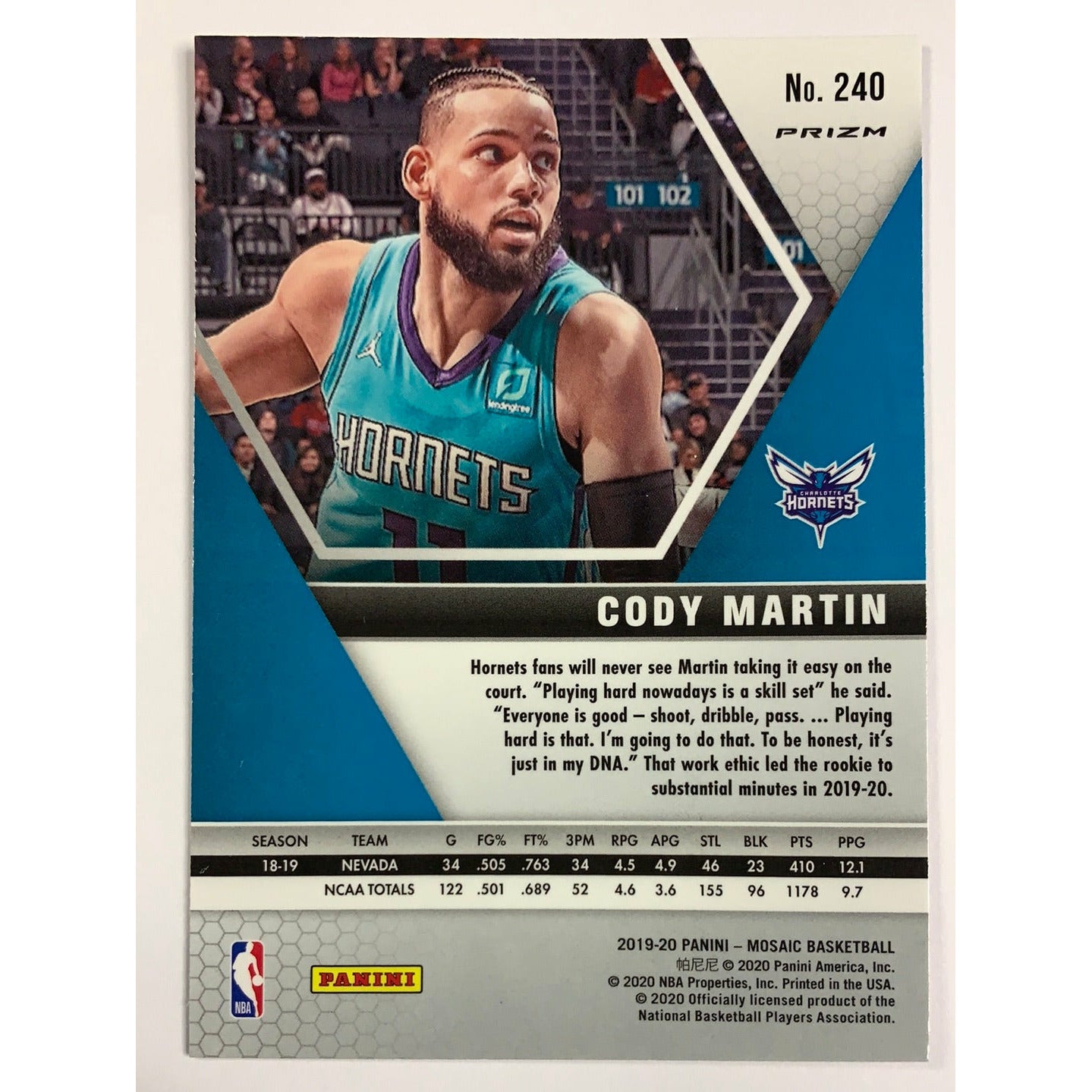 2019-20 Mosaic Cody Martin Pink Mosaic Prizm RC