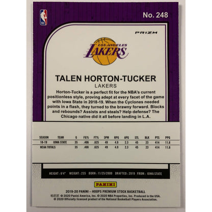 2019-20 Hoops Premium Stock Talen Horton Tucker Laser Prizm RC