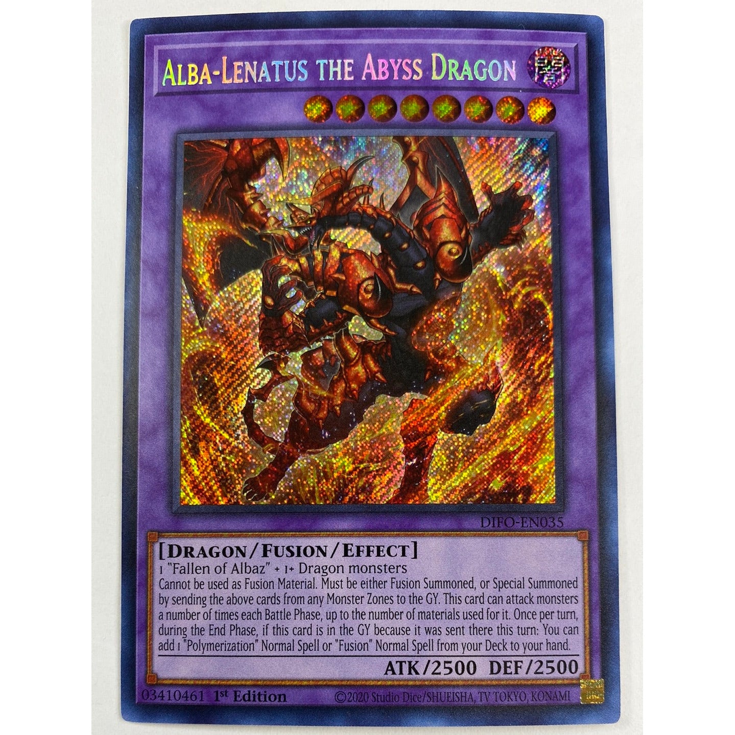 1st Edition Alba-Lenatus The Abyss Dragon Secret Rare DIFO-EN035 | Local Legends Cards & Collectibles