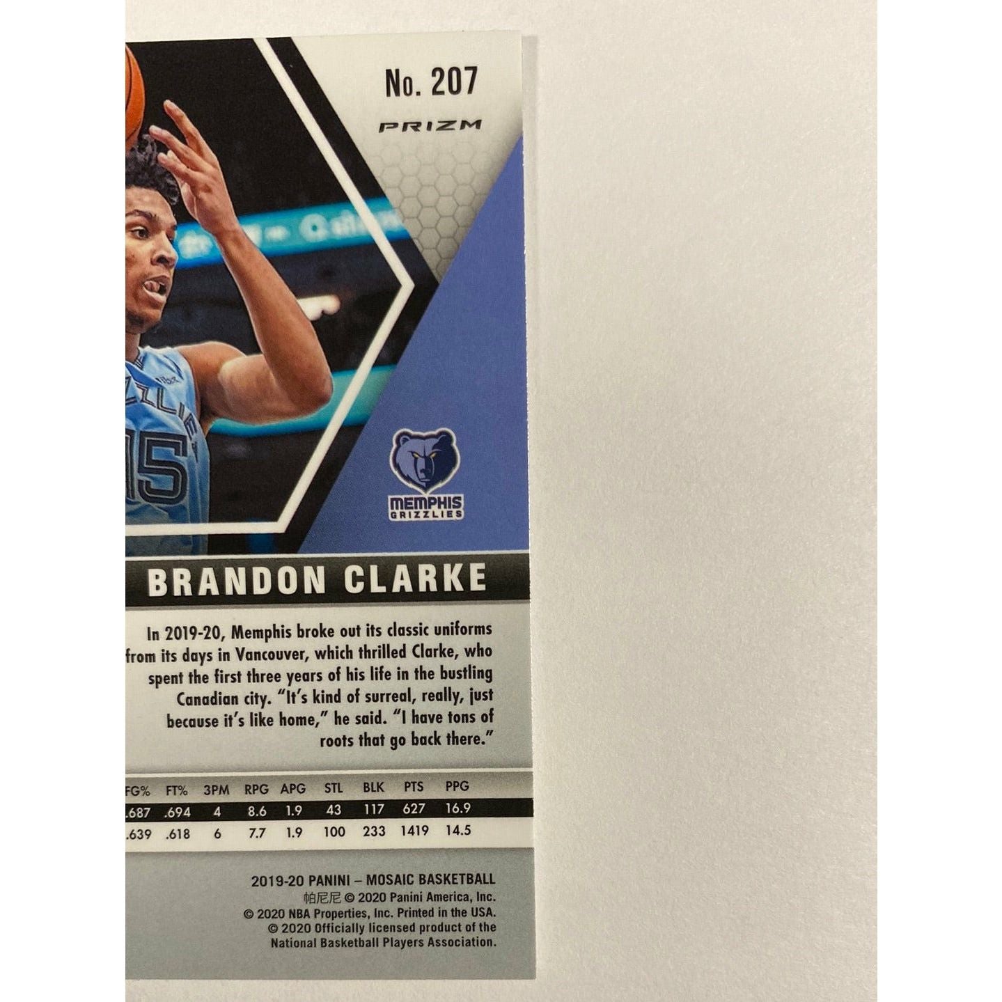 2019-20 Mosaic Brandon Clarke Holo Prizm RC