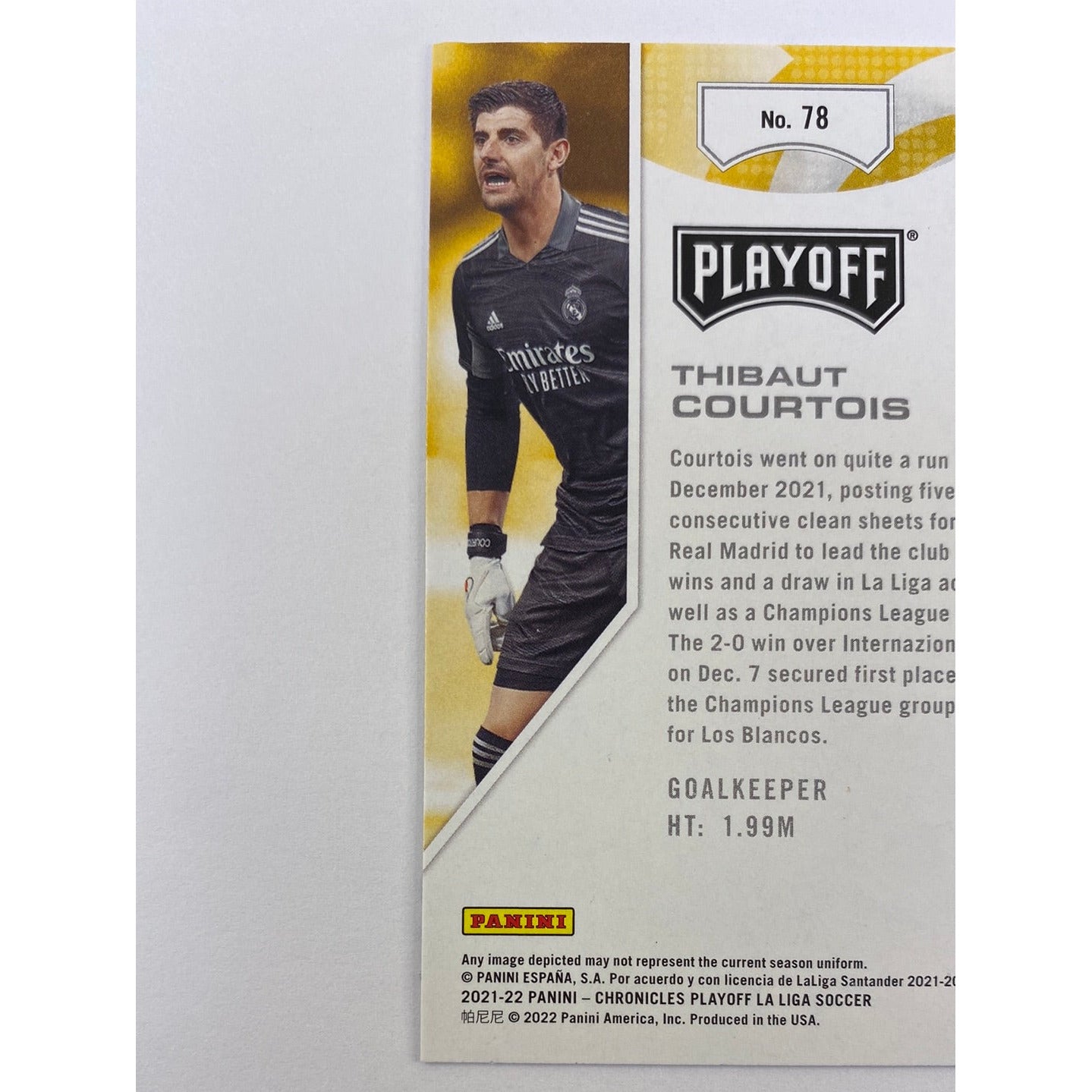 2022 Chronicles Playoff Thibaut Courtois Gold Astro