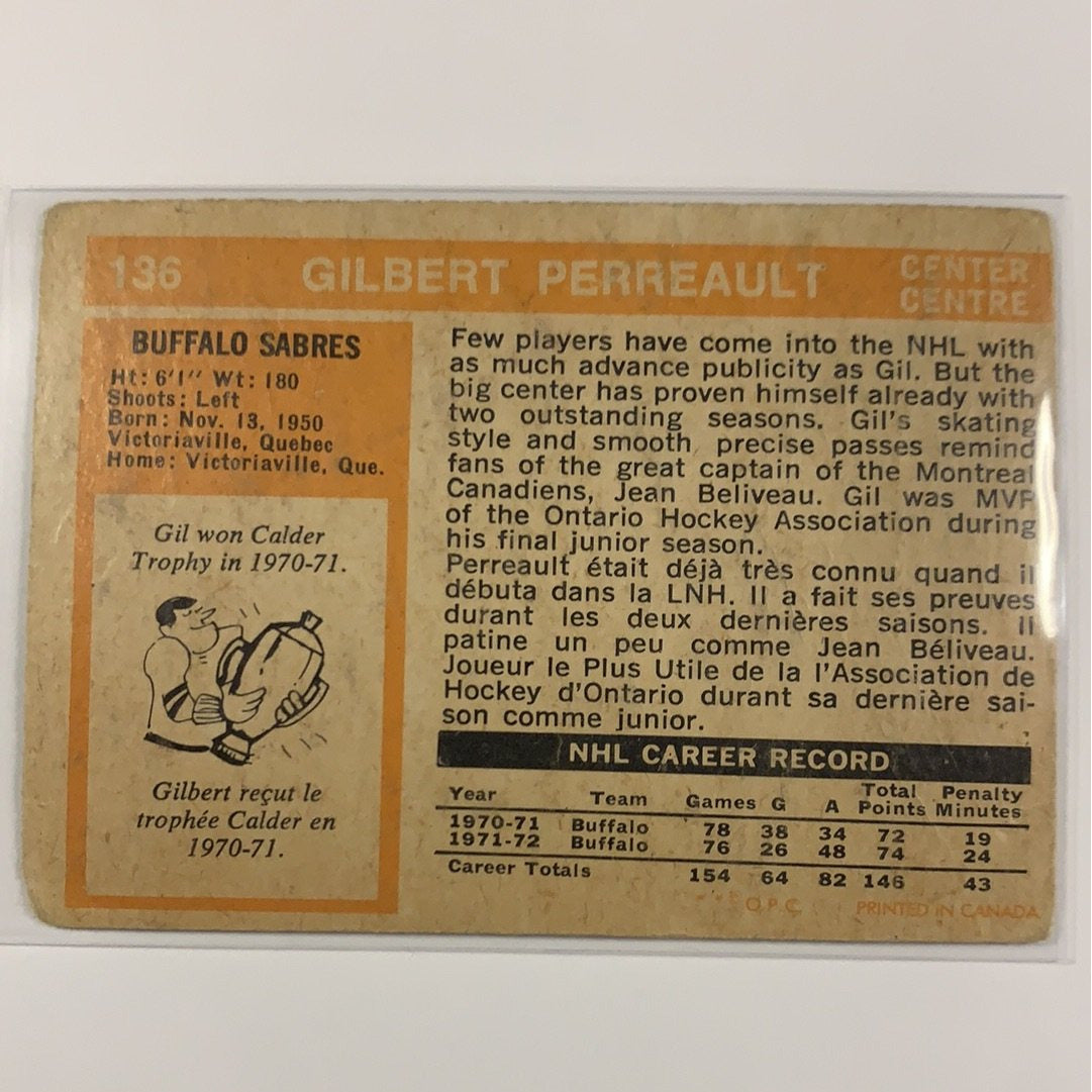  1972-73 O-Pee-Chee Gilbert Perreault 3rd Year Card  Local Legends Cards & Collectibles