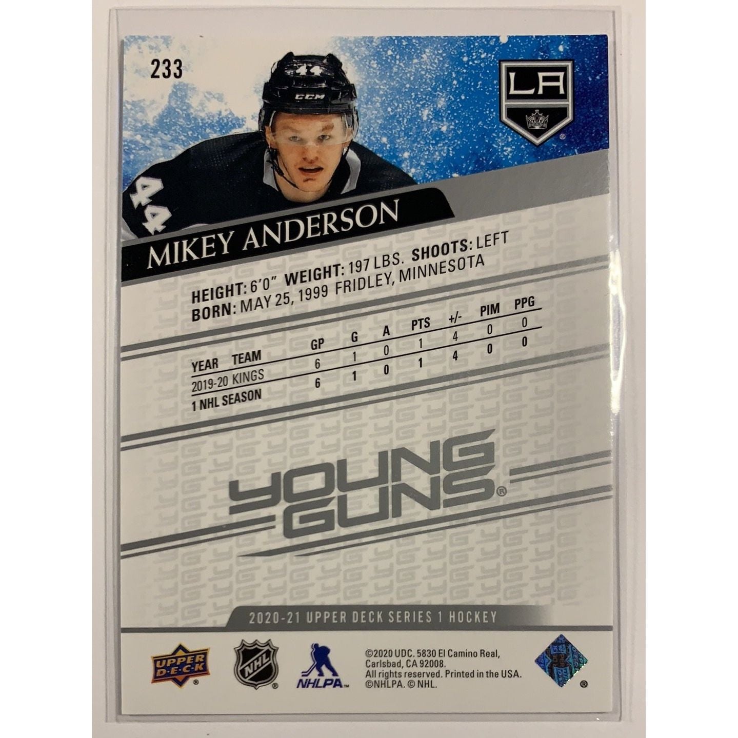  2020-21 Upper Deck Series 1 Mikey Anderson Young Guns  Local Legends Cards & Collectibles