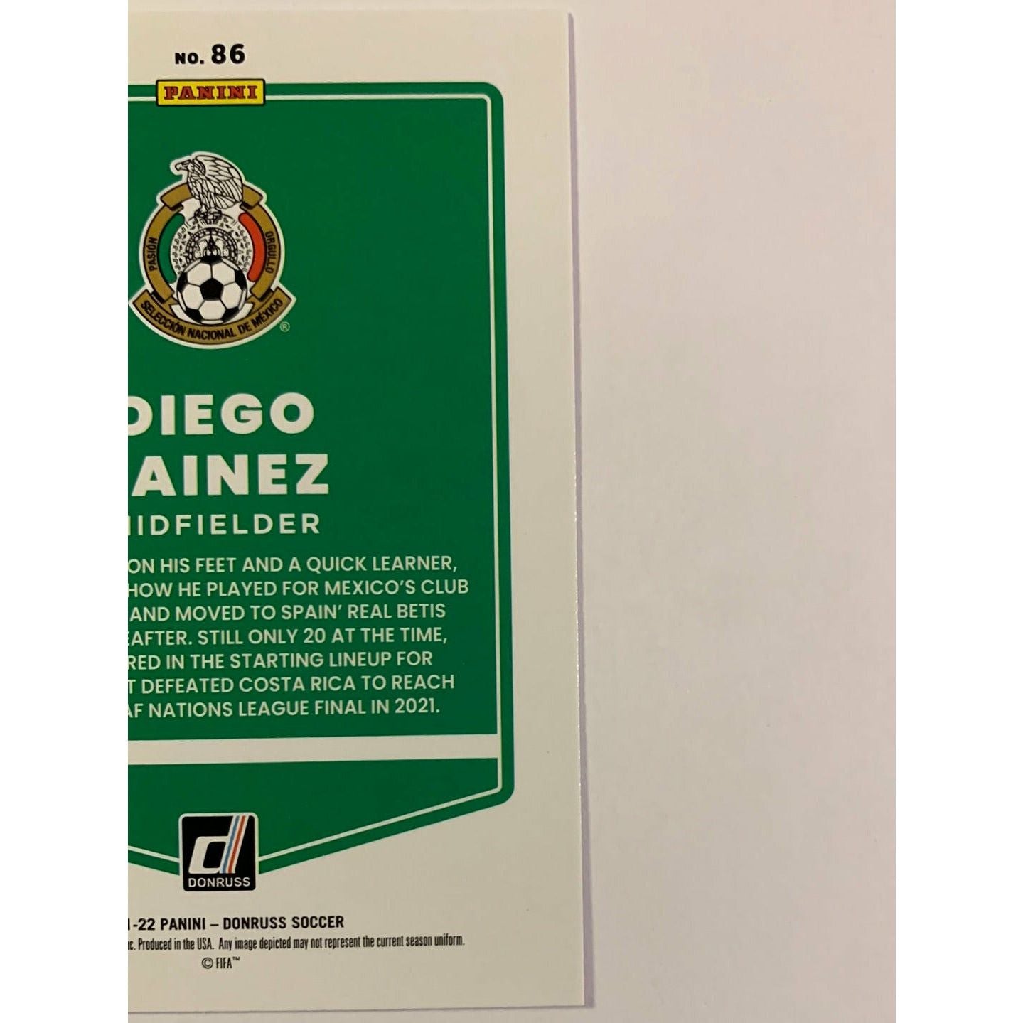 2021-22 Donruss Diego Lainez Green Laser