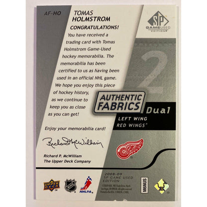 2008-09 SP Game Used Tomas Holmstrom Authentic Fabrics