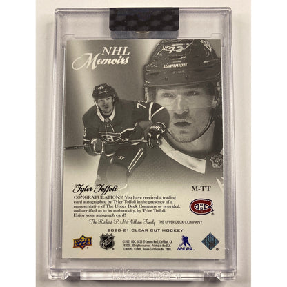 2020-21 Clear Cut Tyler Toffoli NHL Memoirs Auto