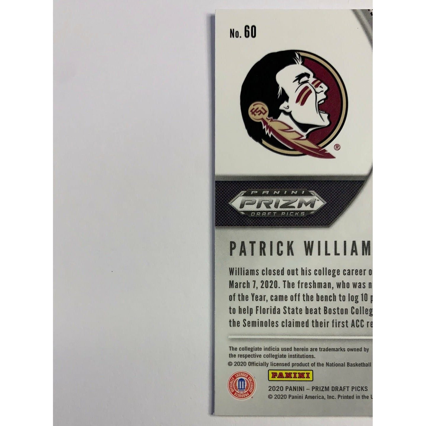 2020 Prizm Draft Picks Patrick Williams RC