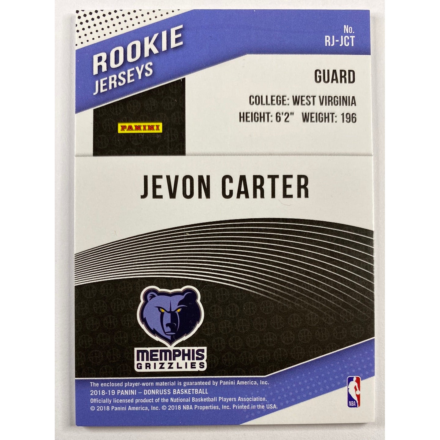 2018-19 Donruss Jevon Carter Rookie Jerseys